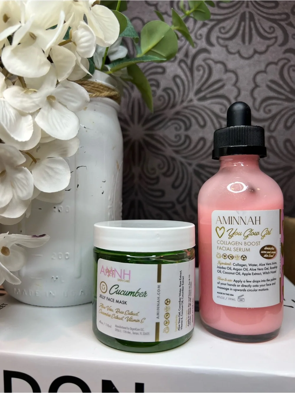 Aminnah You Glow Girl Collagen Boost Serum & Cucumber Jelly Face Mask